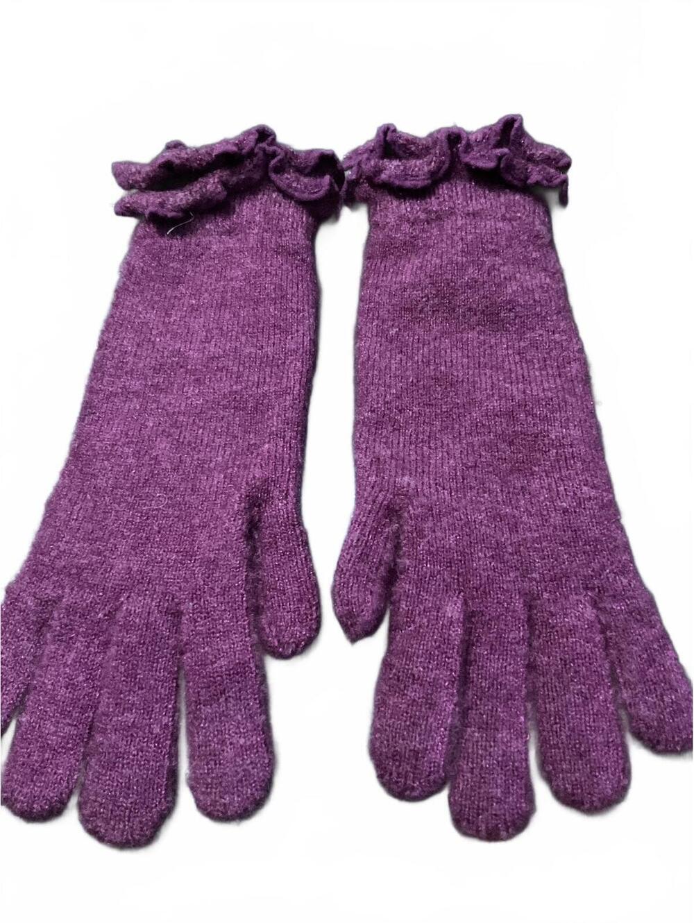 Coldwater Creek Purple Wool Blend Gloves with Ruffled Cuffs